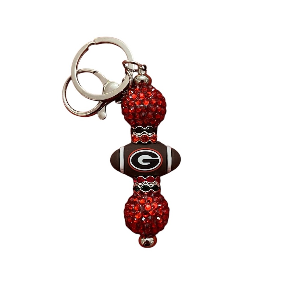 Red and Black Georgia Bulldog Football Keychain